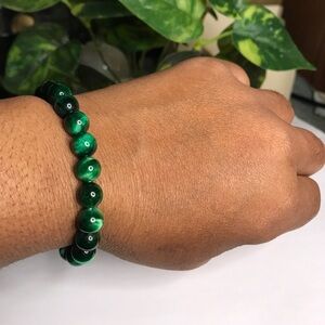 Green Tiger Eye Beaded Stretch Bracelet Women Size 6.5 to 7